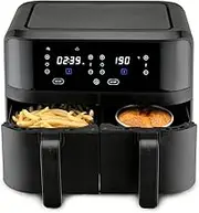 Anko 9L Twin Air Fryer 2-Basket Air Fryer with 2 Independent Frying Baskets, Match Cook & Smart Finish to Roast, Broil, Dehydrate & More for Quick, Easy Meals