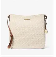 Michael Kors Jet Set Travel Large Logo Messenger Bag Vanilla NWT