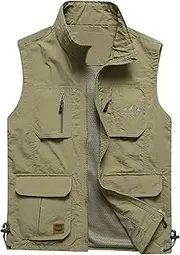 [Flygo] Men's Lightweight Outdoor Travel Work Fishing Vest With Multi-Pockets