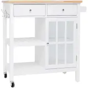 Dario 2-Drawers Kitchen Island Trolley W/ Storage - Natural / White