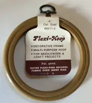 Vintage Flexi-hoop GOLD 4” Needlework Hoop/frame W/Metal Hanger Taiwan 88511-2