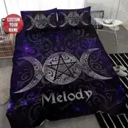v4904 Bed Sheets Wicca Sun And Moon Purple Personalized Custom Name Duvet Cover Set Bedding Bed Sheets IU4904
