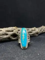 Native American Navajo fox turquoise Sterling Silver Ring Size 6