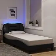 Bed Furniture Bed Frame with LED Without Mattress Black 90x190 cm Fabric