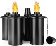 Torch Canisters,4 Packs Replacement Torch Refillable Canisters with Wicks and Caps, Outdoor Citronella Torch Fuel Canisters for Party, Garden Decor (12oz)