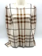 AUTH Burberry Raya Check Wool-Silk Sweater Size XS