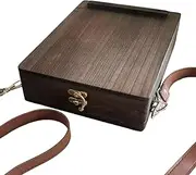 [Generic] Writers Storage Box - Creative Retro Art Container Large Capacity,Art Supply Organizer, Wood Postman Bag Container for Glasses, Scissors