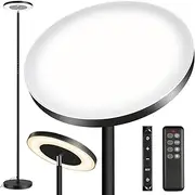 [OUTON] LED Dimmable Uplighter 34 W, Double Side Lighting Floor Lamp Living Room Daylight Lamp Floor Lamp with Remote Control & Touch Control, 4 Colour Temperatures for Bedroom Office, Matt Black