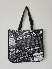 New LULULEMON Black ORIGINAL MANIFESTO Reusable Shopping Gym Lunch Bag Large
