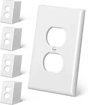 CML Oversized Duplex Outlet Covers, 40 Pack Jumbo Electrical Outlet Wall Plate, Gloss White