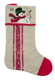 Snowman Snowball Christmas Tree Stocking 18x11 inches