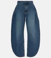 [Alaia] Alaïa Petal high-rise barrel-leg jeans AU 14 blue