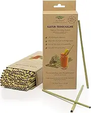 Natural Drinking Straws, Bamboo Grass, 20 cm, Disposable Drinking Tubes, Pack of 100, Biodegradable
