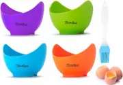 Poached Egg Cooker, Egg Poachers Silicone Egg Poacher Cups with Ring Standers, N