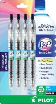 Pilot B2P Bottle 2 Pen Refillable & Retractable Gel Roller Pen Fine Point Black