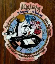 Looney Tunes Pepe Le Pew & Penelope Aquarius Sticker Zodiac Astrology Horoscope