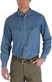 [Wrangler] Riggs Workwear Men's Big and Tall Denim Work Shirt,Antique