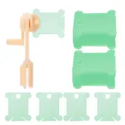 100pcs Plastic Embroidery Floss Bobbins with Bobbin Winder, Green