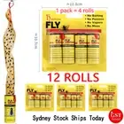 12 Rolls Insect Bug Fly Paper Catcher Trap Ribbon Strip Sticky Tape Flies