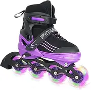 Inline Skates for Children, Adjustable Inline Skates for Children, Adults, Girls and Boys Inline Skates, Roller Skates for Indoor and Outdoor Use, Purple