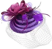 [SAFIGLE] Hat Headband Fashion Flapper Mesh Veil Accessories Banquet Bands Party Sun Hat for Women Holder Plush Hairpin Women Cap Head for Bride Women Headdress Curler Brim Black Fabric