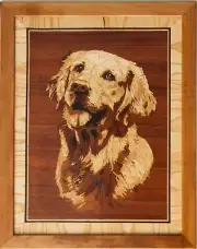 BGolden retriever dog custom pet portrait wall decor wood veneer panel animal
