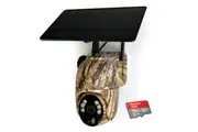 Elinz 4G Cellular PTZ Solar Powered Camouflage Outdoor Security Camera 3MP 2K HD Resolution PTZ IP65 for Trail Wildlife Surveillance CCTV 32GB