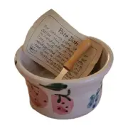 Vtg NEW Signed Pottery Handmade Decorated Pate Dish + Spreader Story & Recipie