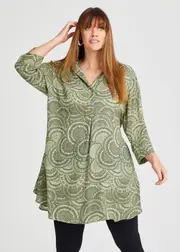 [TS] Taking Shape Revival Swing Tunic Size 12 in Celery / Olive Print, Viscose - Plus Size Women's Clothing Celery / Olive Print