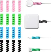 16-piece Cable Protection, Charging Cable Protector, Flexible Silicone Micro Protection, Mouse Cable Protection, for All Mobile Phone Charging Cables Mouse Cables USB Cables, Multicolor