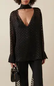 [Givenchy] Tie-Neck Silk-Blend Top