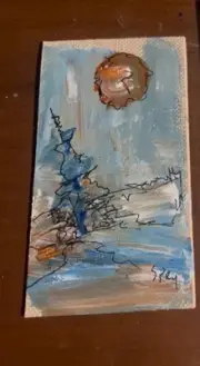 Art Original Acrylic & Ink Painting by Randy Spry 3x5 Landscape