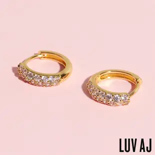 LUV AJ 好萊塢潮牌 金色小圓耳環 簡約鑲鑽耳環 BABY PAVE HUGGIES