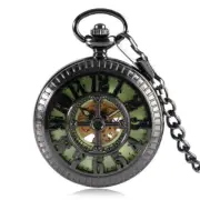 New Black Cartoon Mouse Cross Hollow Noctilucent Numbers Mechanical Pocket Watch