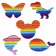 Rainbow Push it Pop Bubble Pop Sensory Fidget Toys 5 Pack Animals for Stress Rel