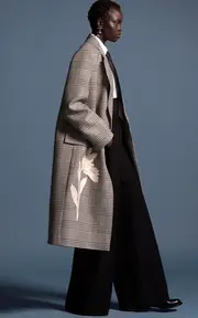 [Erdem] Embroidered Checked Wool Coat