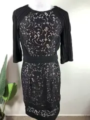NEW Adrianna Papell Women’s Lace Banded Mini Dress Black
