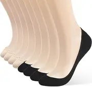 AHOVIT 8 Pairs Ultra Low Cut Liner Socks Women's No Show Non Slip Hidden Invisible Socks for Flats Shoes Boat Summer