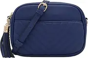 [FashionPuzzle] Chevron Quilted Crossbody Camera Bag with Chain Strap and Tassel