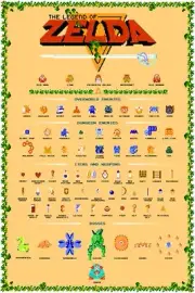 Legend of Zelda NES Monster Item Guide 24x36 Nintendo Video Game Giclee Poster