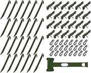 24 Sets Inflatable Plastic Stakes, Spike Hook Awning Camping Tents Pegs Stake Replacement Yard Blow up Stake Canopy (Green)