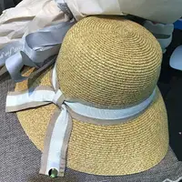 在飛比找樂天市場購物網優惠-大沿雙色帽帶可折疊草帽女夏天出游海邊度假沙灘遮陽防曬盆帽百搭