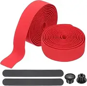 uxcell Bike Handlebar Tape, 2 Rolls 6.6 Feet Bike Grip Tape EVA Foam Cycling Handle Wraps Comfortable Non-Slip Shock Bicycle Wrap with End Plugs for Road Bike, Red