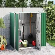 Toshilian Garden Storage Shed, Green Galvanised Steel, 161x89x161 cm, Tool Store Cabinet, Outdoor Garden Tool Shed
