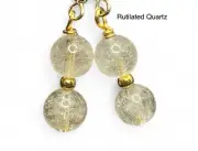 Rutilated Quartz Genuine Stone Handmade Earrings