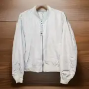 NWT UNIQLO MA-1 Blouson Bomber Jacket Ivory Women’s MEDIUM Zip Lined Pockets