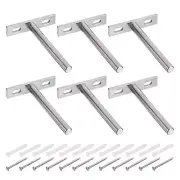 6Pcs 4 Inch Wall Mounting Floating Shelf Bracket Blind Shelf Support, Silver