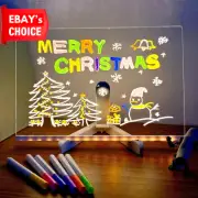 LED Acrylic Message Board 7 Pen Adjustable Stand Dry Erase Drawing Board 30x20CM