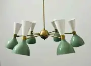 6 Arms Light Mid Century Sputnik Chandelier Stilnovo Style Modern Brass