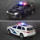 /32 Scale Bens GLS580 SUV Toy Police Car Model Alloy Diecast Sound Light Pull Ba